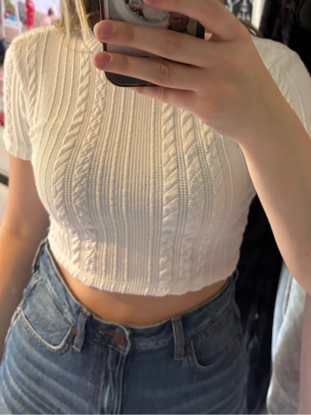 Zara Cream Cable Knit Crop Top